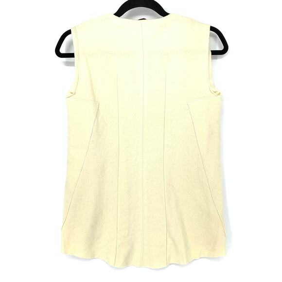Carolina Herrera Tank Top Women's Size 2 US S Wool V-Neck Sleeveless Cream - Picture 2 of 5